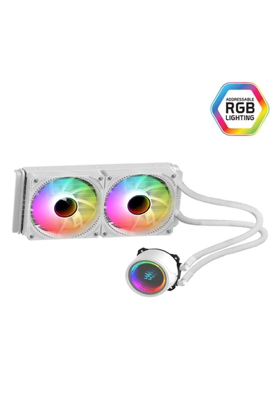 GAMETECH Hydra 240mm Beyaz Argb Amd/ıntel Isı Göstergeli Rgb Sıvı Soğutma Sistemi