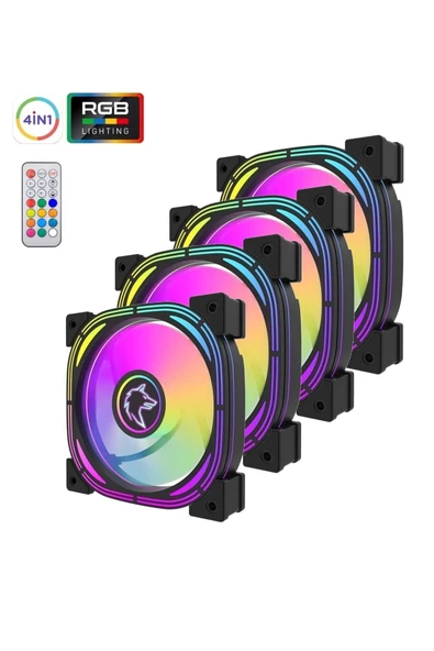 GAMETECH HALO V2 4x120mm SESSİZ PROFESYONEL KUMANDALI RGB FAN SETİ