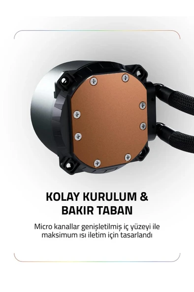 GAMETECH Hydra 240mm Beyaz ARGB Fanlı Amd/ıntel Uyumlu Sıvı Soğutma Sistemi - 5