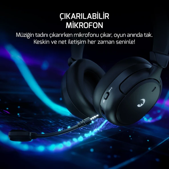 GamePower Aero Ultra Siyah Triple Mode (Kablosuz/Bluetooth/2.4G) Gaming (Oyuncu) Kulaklık - 3