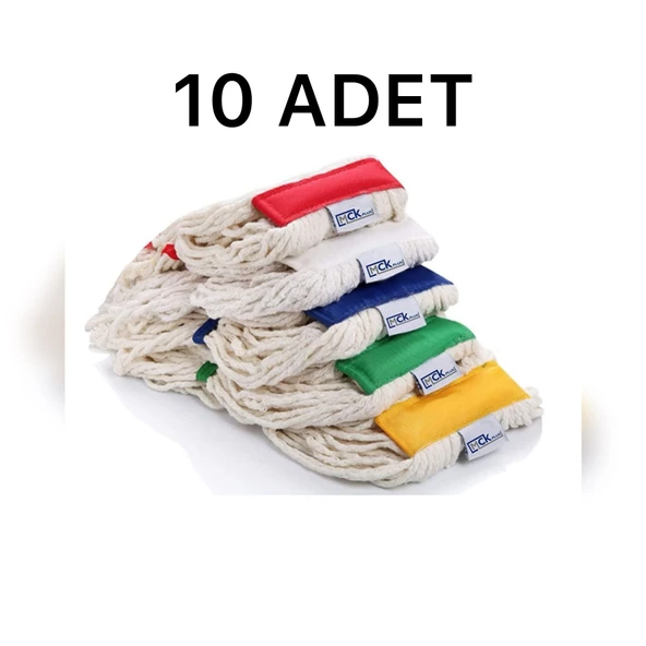 Çift Kovalı Krom Temizlik Arabası Paspas Arabası Islak Mop Seti 10 Adet Mop - Resim 3