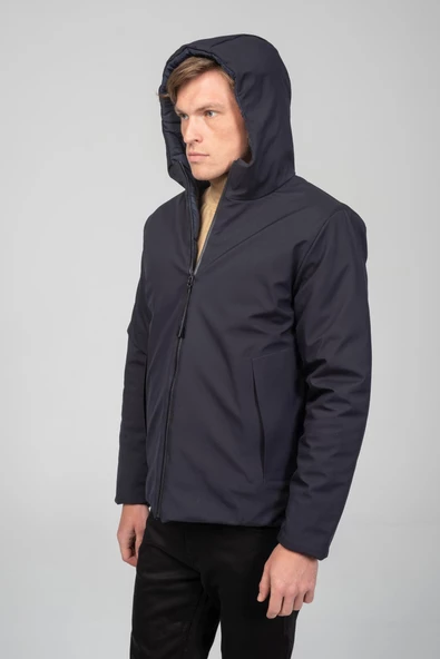 Erkek Çift Taraflı Giyilebilir Yağmur Ve Rüzgar Geçirmez Kalın Klasik Kışlık Mont - 10