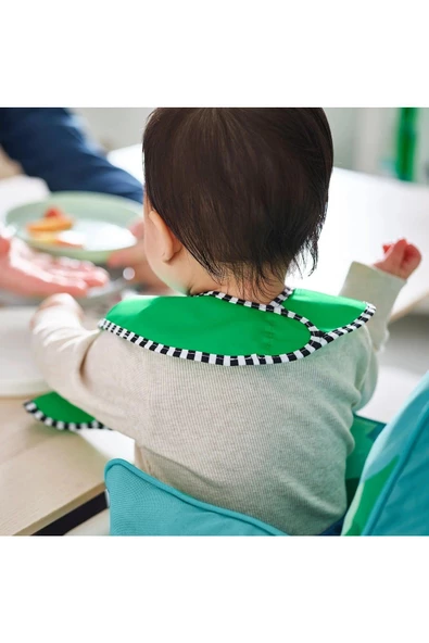 2 Adet Cırtlı Mama Önlüğü 28,5x38,5 cm İkea 2'li Set Çocuk Yemek Önlüğü Sarı-Yeşil Önlük - 3