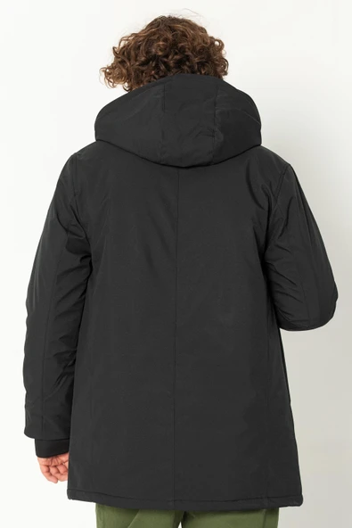 Erkek Teknolojik Kumaşlı Çift Fermuarlı Yağmur Ve Rüzgar Geçirmez Kalın Klasik Kışlık Mont - 7