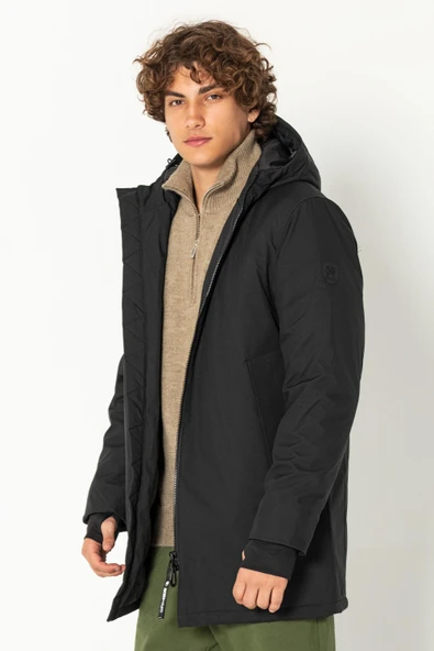 Erkek Teknolojik Kumaşlı Çift Fermuarlı Yağmur Ve Rüzgar Geçirmez Kalın Klasik Kışlık Mont - 6