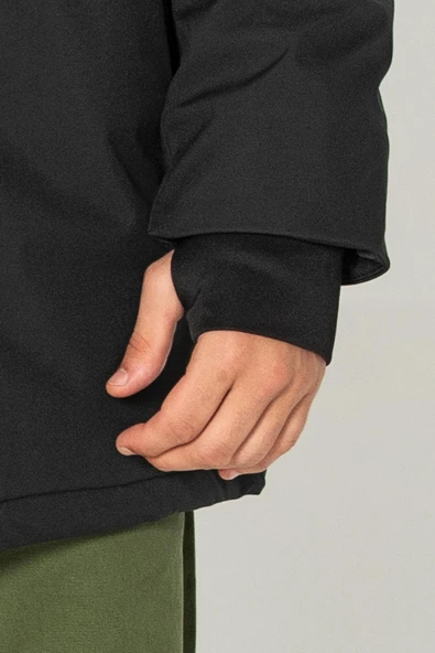 Erkek Teknolojik Kumaşlı Çift Fermuarlı Yağmur Ve Rüzgar Geçirmez Kalın Klasik Kışlık Mont - 5