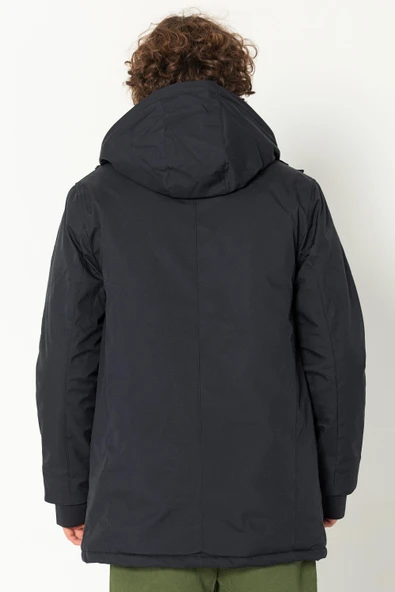 Erkek Teknolojik Kumaşlı Çift Fermuarlı Yağmur Ve Rüzgar Geçirmez Kalın Klasik Kışlık Mont - 11