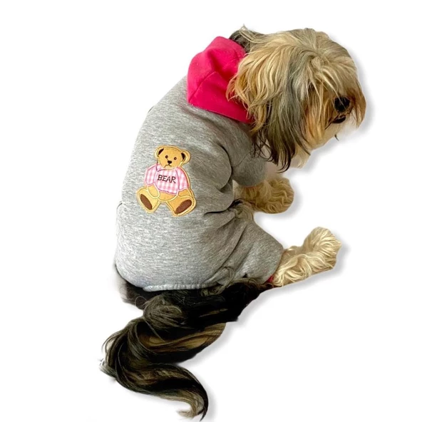 Bear Grey Pink Köpek Tulumu Köpek Kıyafeti - 3