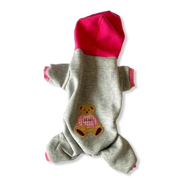 Bear Grey Pink Köpek Tulumu Köpek Kıyafeti - 8