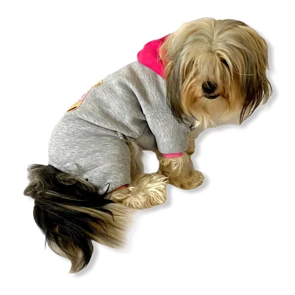 Bear Grey Pink Köpek Tulumu Köpek Kıyafeti - 6
