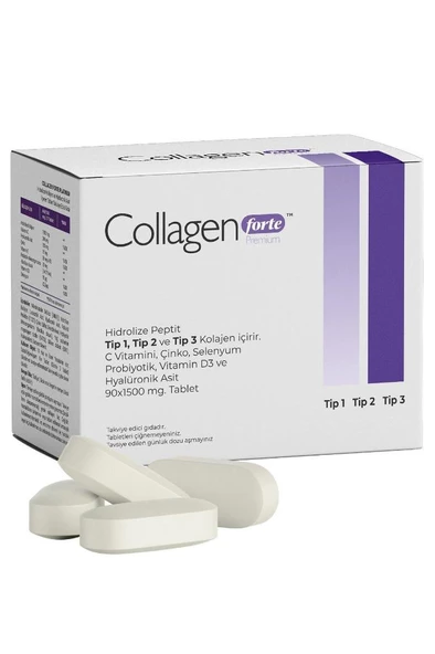 Collagen Forte Platinum Premium 3 Tip Kolajen, Hyalüronik Asit, Çinko, Selenyum, Vitamin C-e-d3 & Probiyotik, 90 Tablet - 5