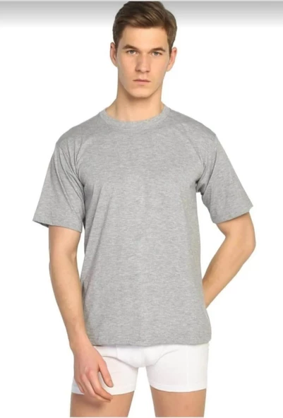 YILDIZ 55 ERKEK RİBANA KISA KOL DOKTOR YAKA ATLET FANİLA 3 ADET  M GRi ürün görseli