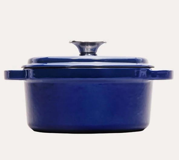 Sürel Degrade Koyu Mavi 20cm Yuvarlak Derin Demir Döküm Tencere - 2