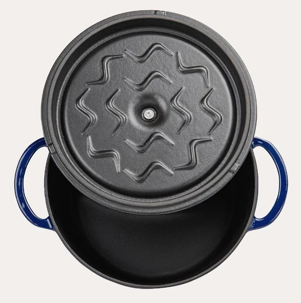 Sürel Degrade Koyu Mavi 20cm Yuvarlak Derin Demir Döküm Tencere - 3