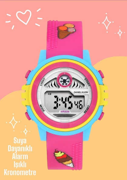 Daniel Klein Dijital Alarm+Kronometre+Aydınlatma Özellikli 5 Atm Dayanıklı Çocuk Kol Saati DK.2266.6