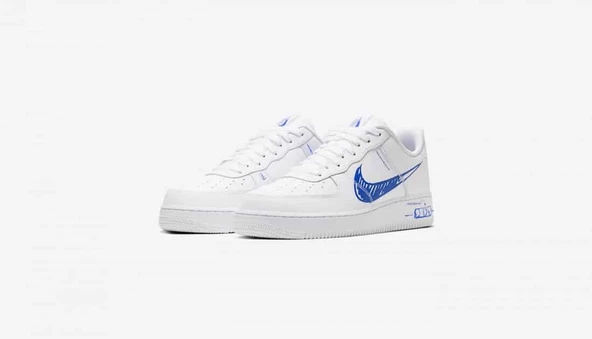 NIKE AIR FORCE 1 LOW SKETCH WHITE BLUE - Resim 3