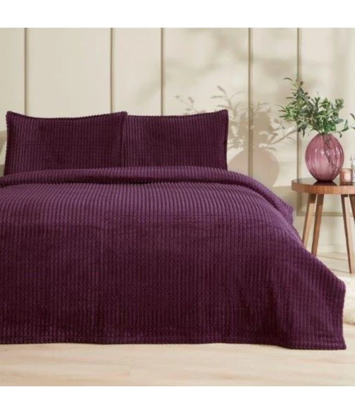 Özdilek Modern Line Tek Kişilik Battaniye Seti (150x220)-Piramit Mürdüm - 2