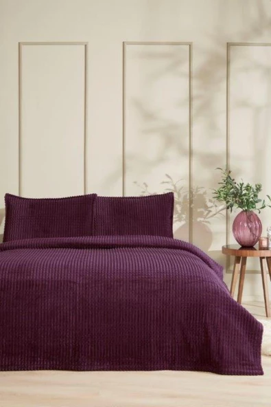 Özdilek Modern Line Tek Kişilik Battaniye Seti (150x220)-Piramit Mürdüm