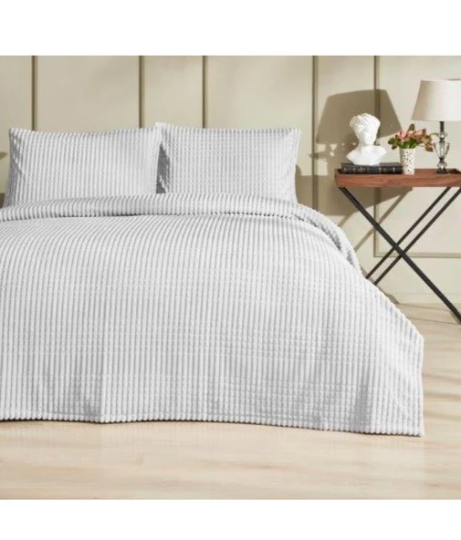 Özdilek Modern Line Çift Kişilik Battaniye Seti (220x240)-Piramit Gri - 2