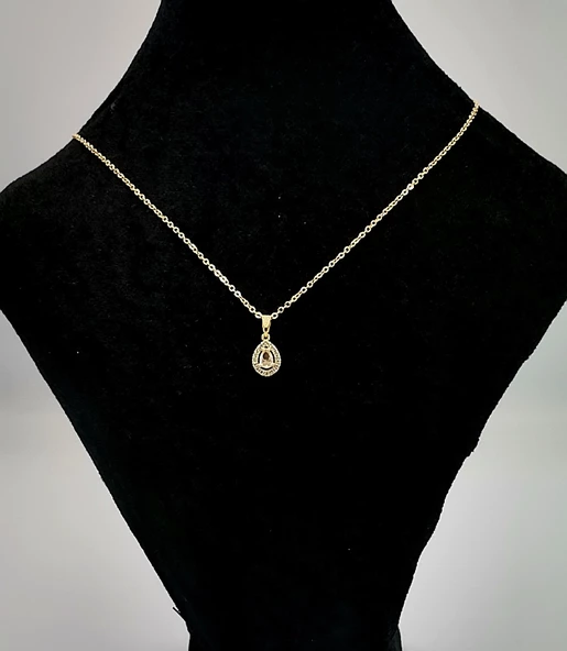 Altın Sarısı Zincir Taş Figürlü Lüks Kolye ürün görseli 1