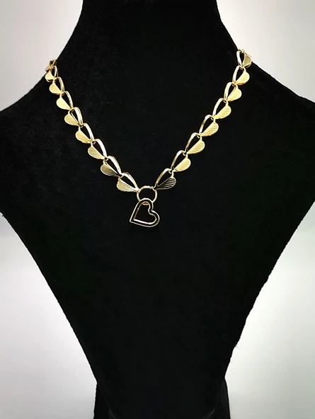 Altın Sarısı Zincir Figürlü Lüks Kararmaz Kolye ürün görseli 1