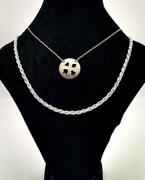 Gümüş Renk Zincirli Figürlü Karamaz Lüks Kolye ürün görseli 1