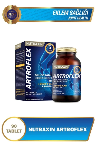 Nutraxin Artroflex - Glukozamin Gıda Takviyesi 90 Tablet - Glukozamin Kondroitin MSM Bromelain Seytan pençesi