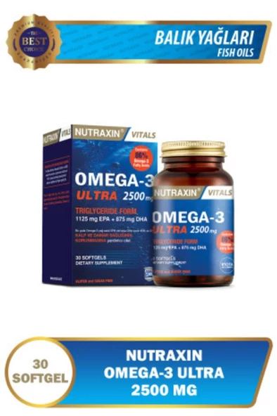 Nutraxin Omega 3 Ultra 2500 Mg 30 Yumuşak Kapsül - EPA DHA GOED