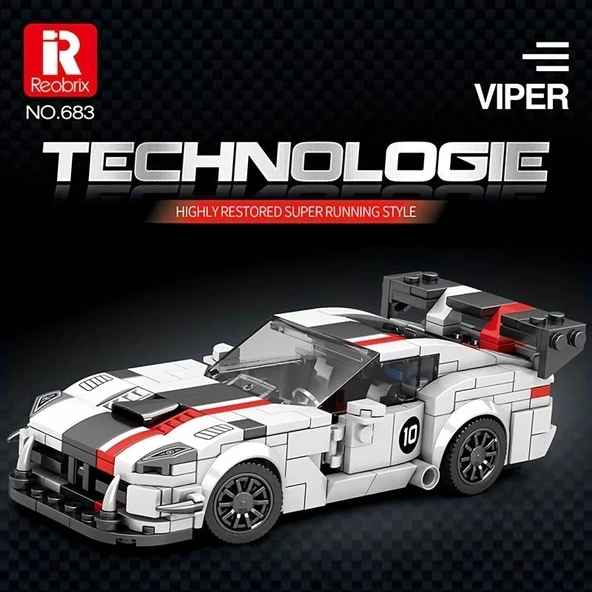 Reobrix Viper Süper Spor Araba Yapım Bloğu Lego Seti: 14 Yaş ve Üzeri İçin Yarış Arabası Model Seti, 419 Parça - 5