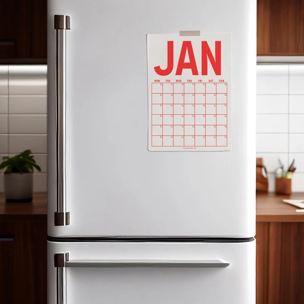 Sürekli Takvim, 12 Aylık Tarihsiz Takvim, Aylık Planlayıcı Takvim, A4, 33 x 48 cm, Undated Monthly Wall Planner, Wall Ca - Resim 4