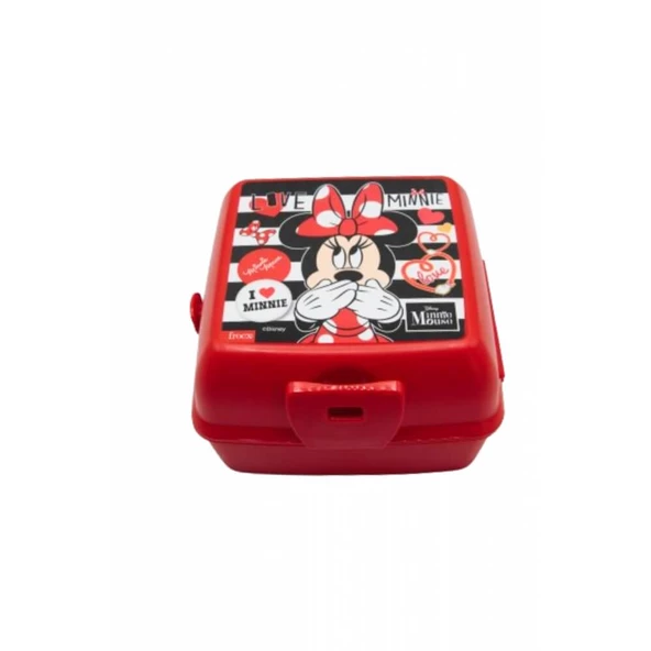 Piev 2 Bölmeli Kilitli Çatal Kaşıklı Minnie Mouse Beslenme Kabı Kırmızı - 2