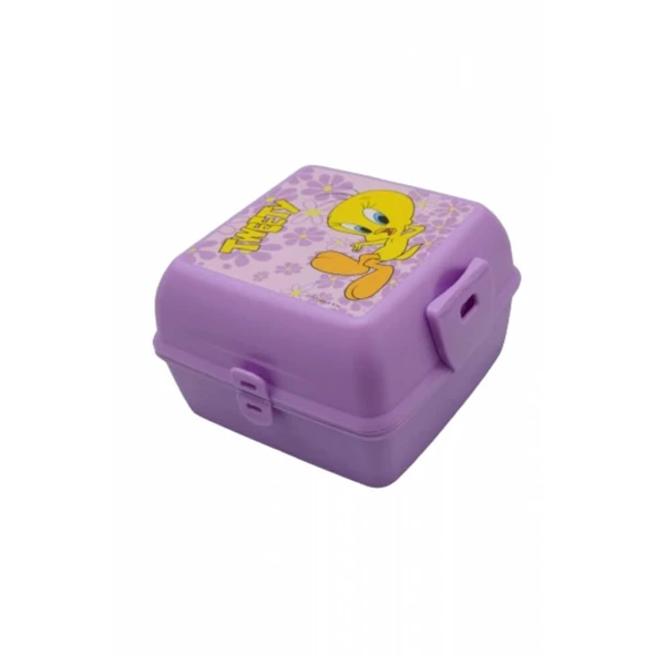 Piev 2 Bölmeli Kilitli Çatal Kaşıklı Tweety Beslenme Kabı Lila - 3