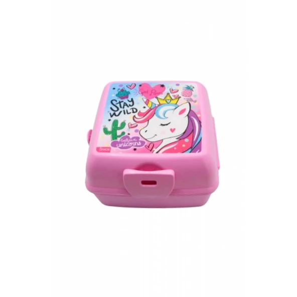 Piev 2 Bölmeli Kilitli Çatal Kaşıklı Unicorn Beslenme Kabı Pembe - 4