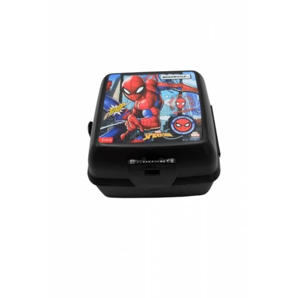 Piev 2 Bölmeli Kilitli Çatal Kaşıklı Spiderman Beslenme Kabı Siyah - 4