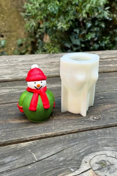 3D Christmas Kardan Adam Silikon Mum Kalıbı - Resim 3