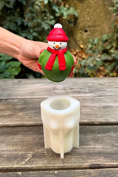 3D Christmas Kardan Adam Silikon Mum Kalıbı - Resim 2