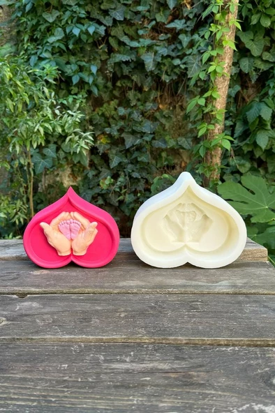 Heart Hands Tekli Silikon Mum Kalıbı - Resim 3