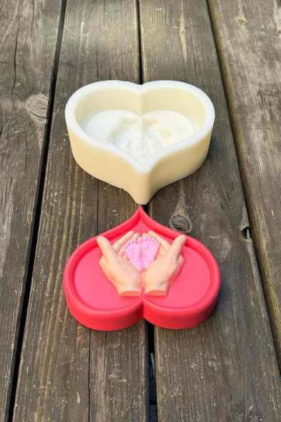 Heart Hands Tekli Silikon Mum Kalıbı - Resim 5