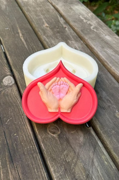Heart Hands Tekli Silikon Mum Kalıbı - Resim 4