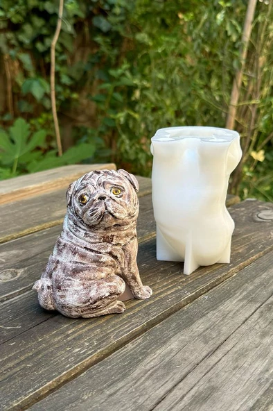 Pug Köpek Silikon Mum Kalıbı - 4