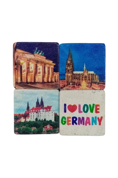 Almanya Temalı Dörtlü Taş Magnet - Resim 3
