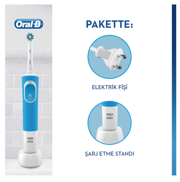 Oral-B D100 Vitality Cross Action Mavi Şarjlı Diş Fırçası - 2