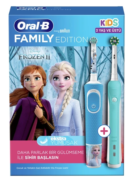 Oral-B Aile Paketi Pro 500 + D100 Frozen Şarjlı Diş Fırçası - Resim 3