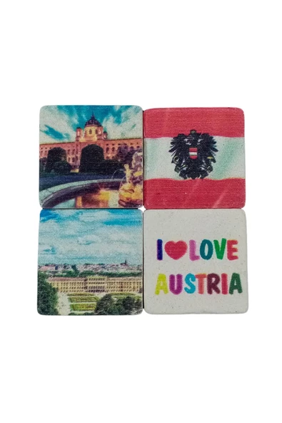 Avusturya Temalı Dörtlü Taş Magnet - Resim 3