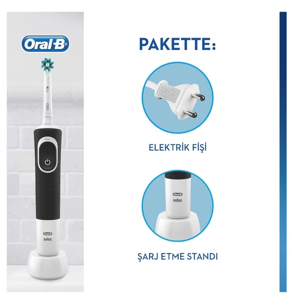 Oral-B D100 Vitality Cross Action Şarjlı Siyah Diş Fırçası - Resim 4