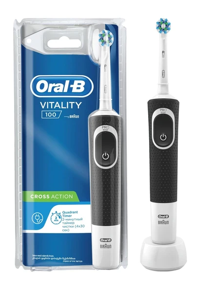 Oral-B D100 Vitality Cross Action Şarjlı Siyah Diş Fırçası ürün görseli