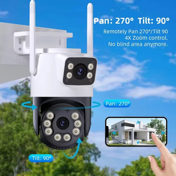 Wifi Speed Çift Kamera (2mp+2mp) Uzaktan Izleme ve Hareket Ettirme -Kayıt Etme-Gece Görüş-Ses-Hareket Algılama - 4