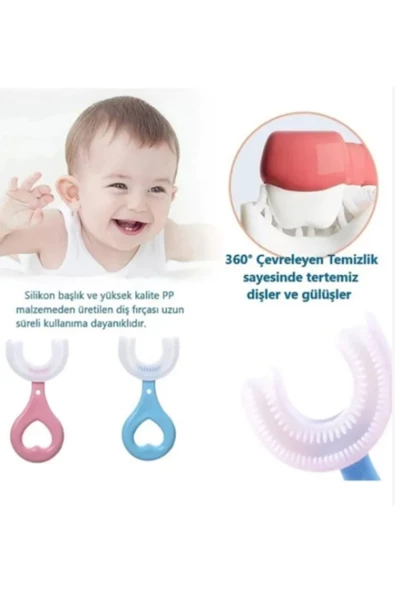 2 adet 2-6 yaş aralığı silikon çocuk diş fırçası diş temizliği - 2