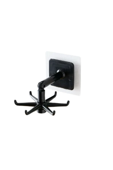 Mutfak Banyo 6 Kancalı Döner Yapıştırmalı Askılık Havlu Lif Askılığı Pratik Askılık Yapışkanlı - 3
