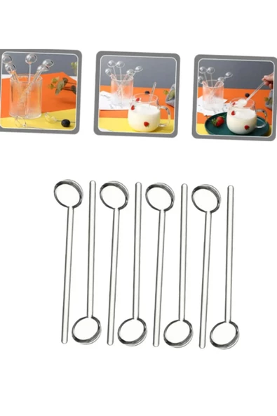 6 Adet Cam Lüx Çay Kaşığı Seti Çay Kahve Şeker Kaşığı 10CM - 2